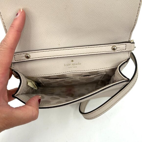 KATE SPADE *Flawed* Cream Brynn Crossbody Leather Small Flap Purse Bag - Picture 9 of 10